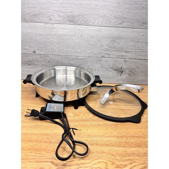VTG Saladmaster 11" Electric Skillet Stainless Steel Oil Core 7817~Matching Lid - Picture 1 of 13